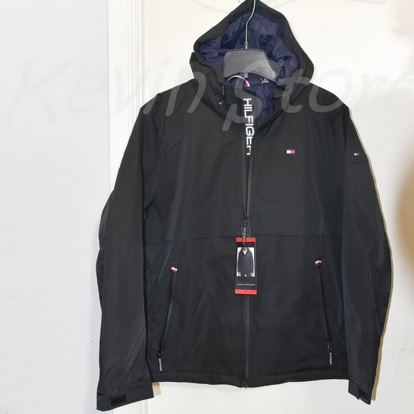 Black Tommy‎ Hilfiger Men’s Performance Hooded Jacket - Picture 2 of 10